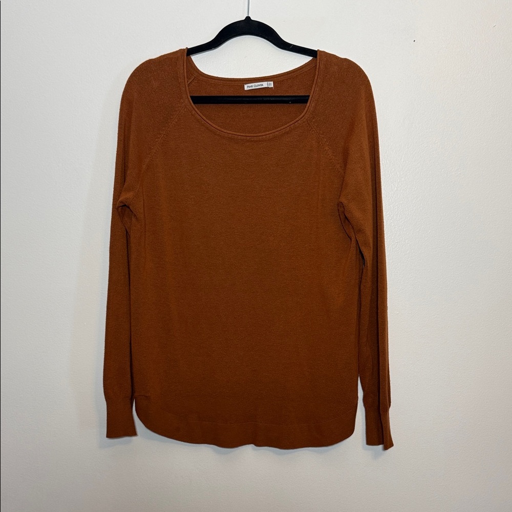 Pink Clover Rust Brown Knit Sweater Scoop Neck Long Sleeve Size XXL